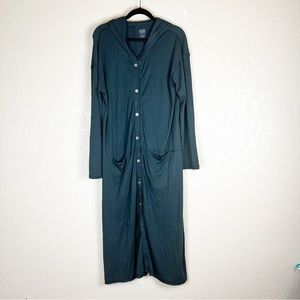 Eileen Fisher button-down hooded robe organic cotton Garnet Hill gray